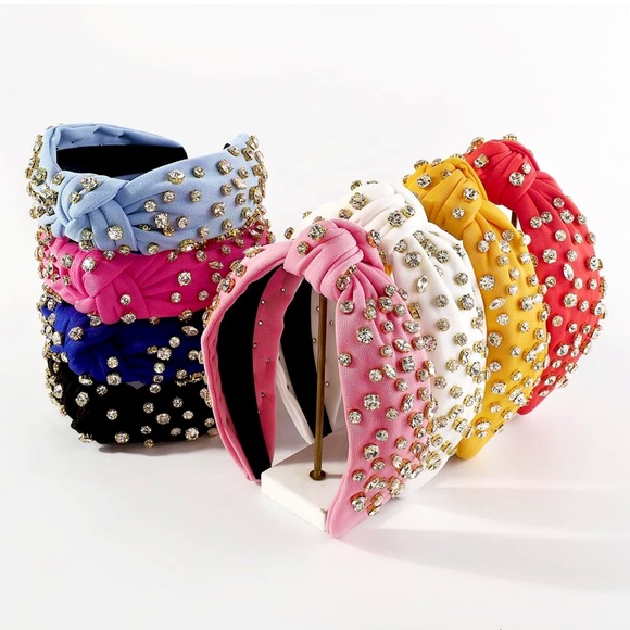???HOT PINK CRYSTAL Knotted Embellished Headband main image 10